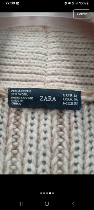 Chaqueta Zara Lana Talla M Beige/Marrón
