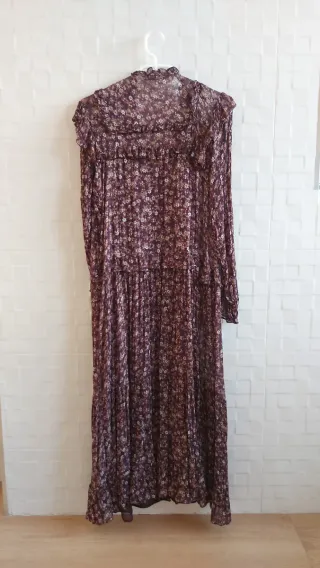 Vestido ZARA maxi floral de manga larga y flores