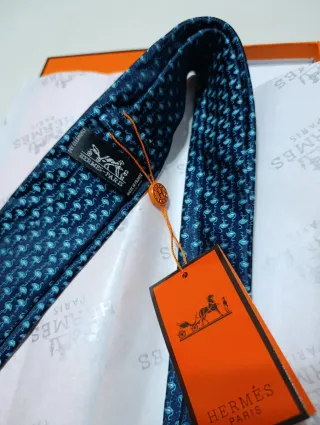 Corbata Hermes Azul Flamencos