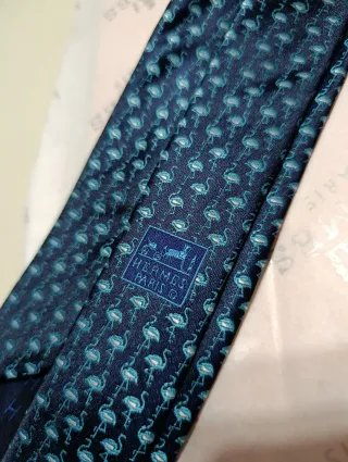Corbata Hermes Azul Flamencos