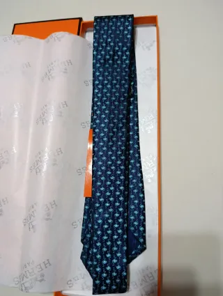Corbata Hermes Azul Flamencos
