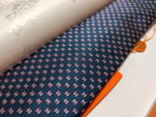 Corbata Hermes Azul y Rosa