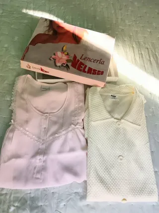 Bata y Camisón Velasco Rosa y Blanco
