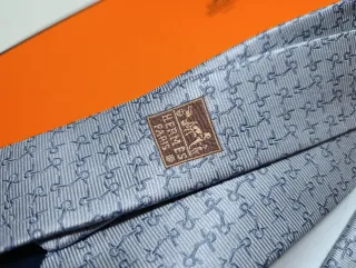 Corbata Hermès Gris y Blanca
