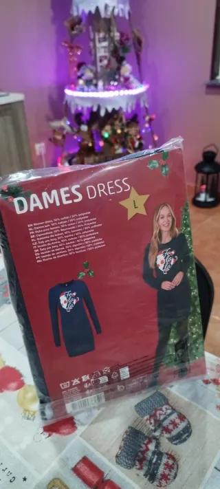 Vestido Navideño DAMES – Azul Marino  M/L N°658