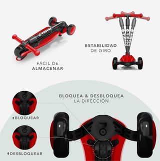 Patinete infantil 3 ruedas luces LED niños +2 años