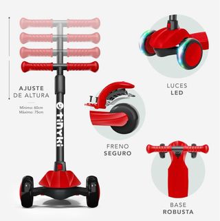 Patinete infantil 3 ruedas luces LED niños +2 años