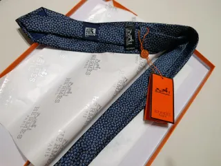 Corbata Hermès Azul con Estampado