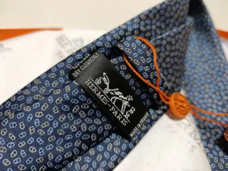 Corbata Hermès Azul con Estampado