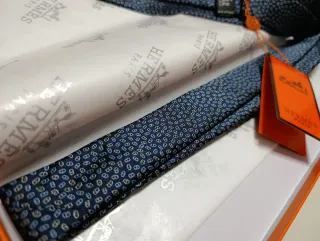 Corbata Hermès Azul con Estampado