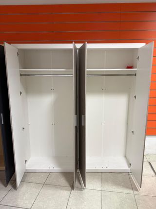 Armario 4 Puertas Madera Gris y Blanco