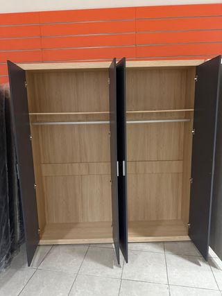 Armario 4 Puertas Madera Gris y Blanco