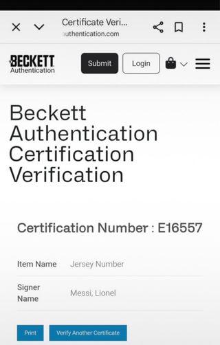 Maglia Messi Argentina autografata + Beckett