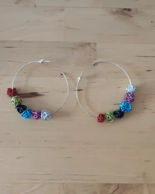 Pendientes Aro Plata con Bolas Colores