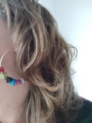 Pendientes Aro Plata con Bolas Colores