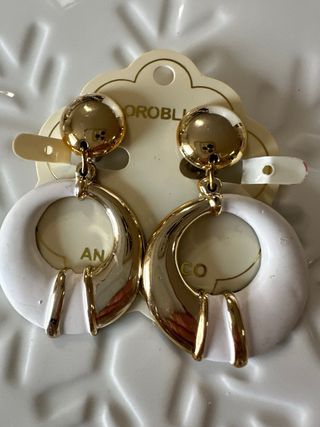 Orecchini clip vintage anni 80 oro e bianco