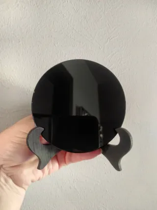 Espelho de Obsidiana Negra com Suporte