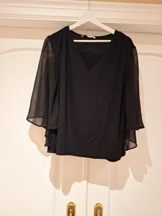 Camiseta vestir mujer manga transparente