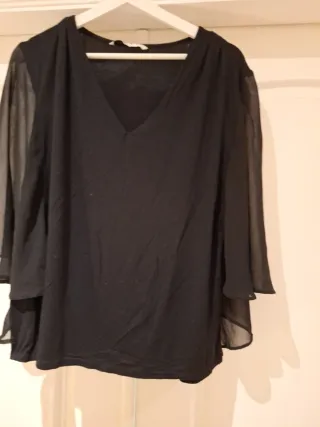 Camiseta vestir mujer manga transparente