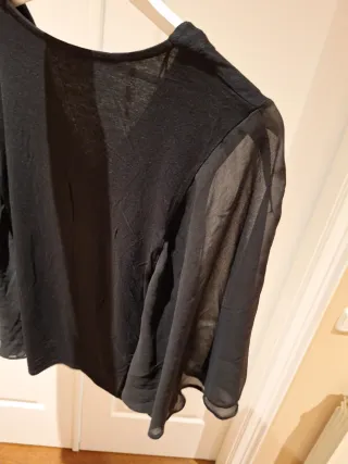 Camiseta vestir mujer manga transparente