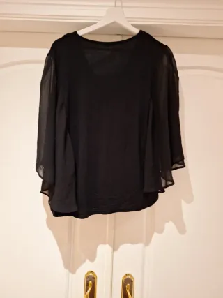 Camiseta vestir mujer manga transparente