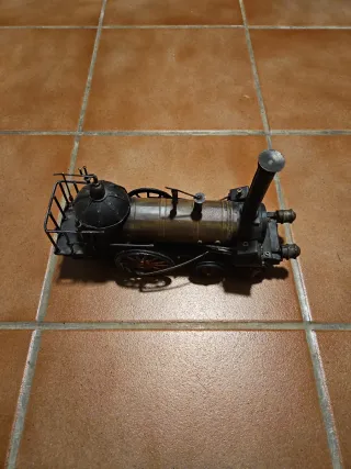 Máquina de tren vapor y remolque decorativa metal