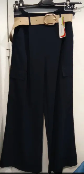 Pantalones anchos mujer talla única negro