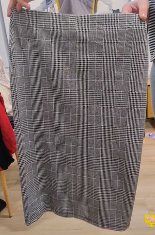 Falda larga cuadros gris