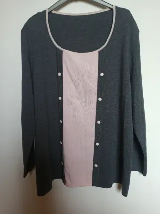 Maglia donna bicolore grigio/rosa