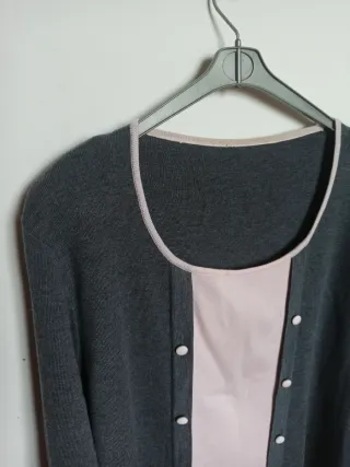 Maglia donna bicolore grigio/rosa