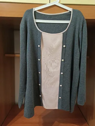 Maglia donna bicolore grigio/rosa