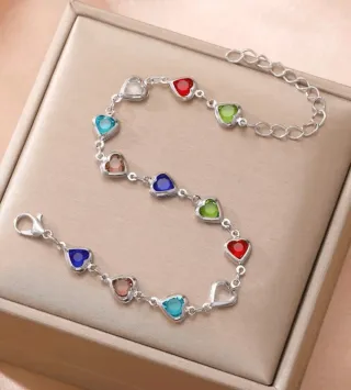 Pulsera Corazones Multicolor Baño Oro o plata.