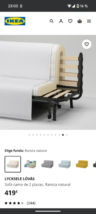 Sofá Cama IKEA LYCKSELE LÖVÅS Beige