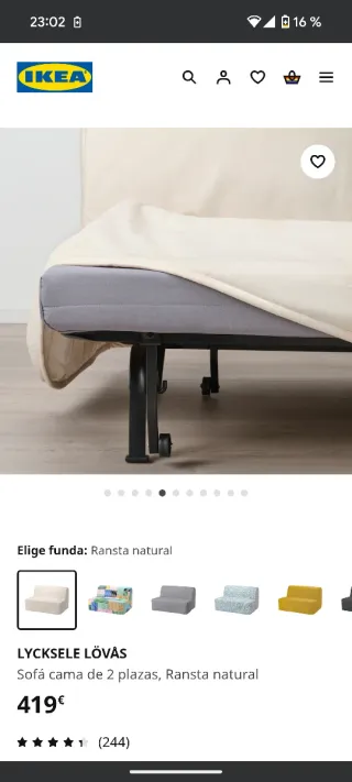 Sofá Cama IKEA LYCKSELE LÖVÅS Beige
