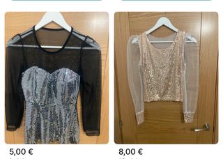 Blusas lentejuelas talla única negro/dorado