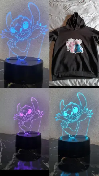 Pack Sudadera Negra y Lámpara LED Stitch