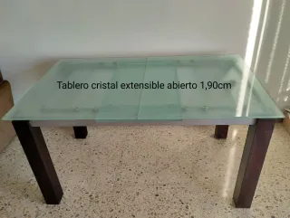 Mesa comedor cristal templado y madera