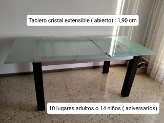 Mesa comedor cristal templado y madera