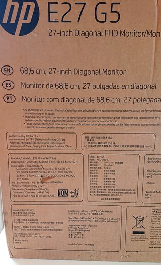 Monitor HP E27 G5 27'' Full HD NUOVO + casse audio