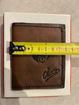 Cartera billetero de cuero marrón