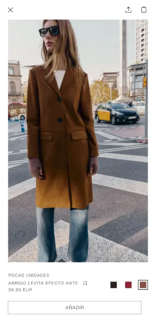 Abrigo efecto ante Zara camel tallaS sin estrenar