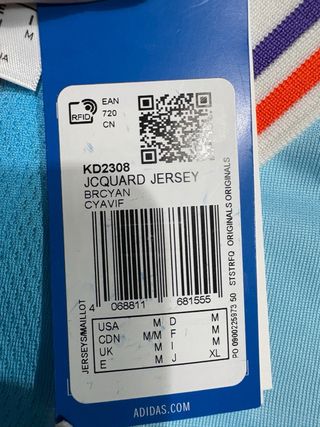 Maglietta Adidas a strisce blu e arancione