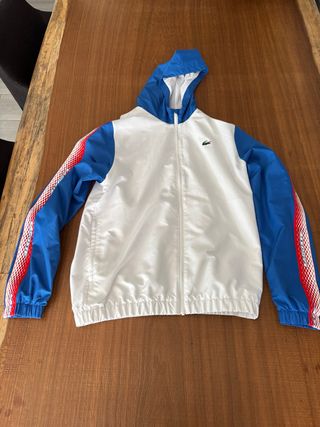 Cortavientos Lacoste Azul y Blanco