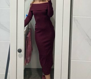 Vestido largo morado escotado