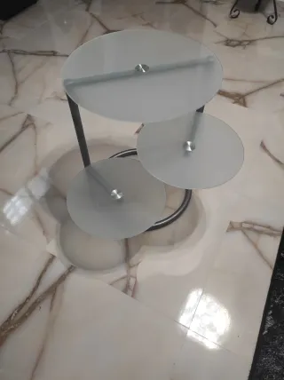 Mesa auxiliar cristal redonda 3 niveles