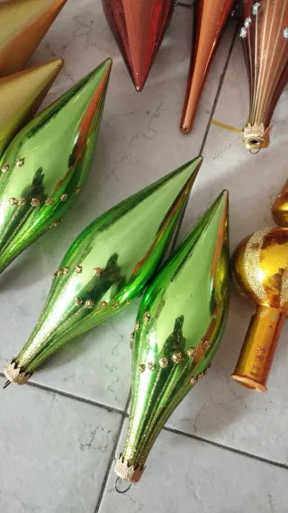 Palline Natale Vintage Vetro Oro e Verde