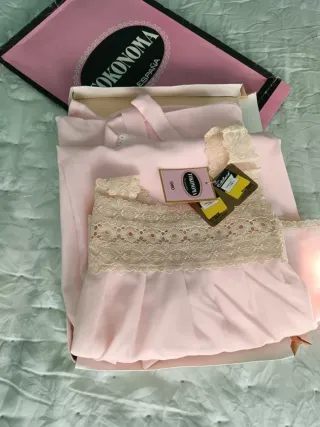 Conjunto camisón y bata rosa