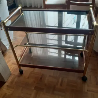 Carrito auxiliar cristal y madera