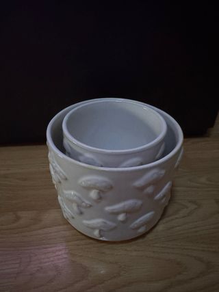 Juego de 2 macetas de cerámica con setas