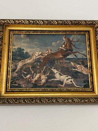 Pintura de perros de caza enmarcada